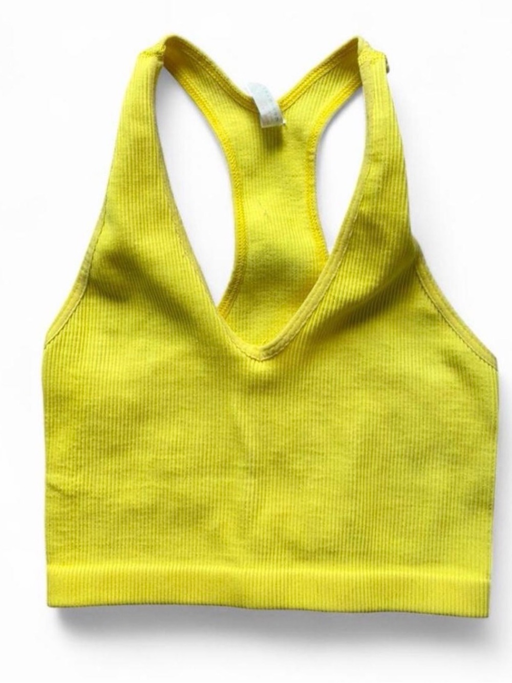 FP Movement by Free People Yellow Ribbed Racerback Crop Tank
